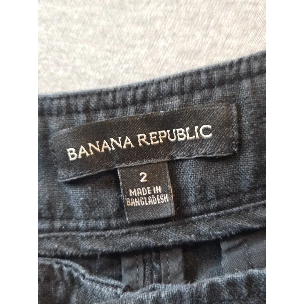 Banana Republic Pleated Trousers Womens 2 Black 100% Linen High Rise Wide‎ Leg